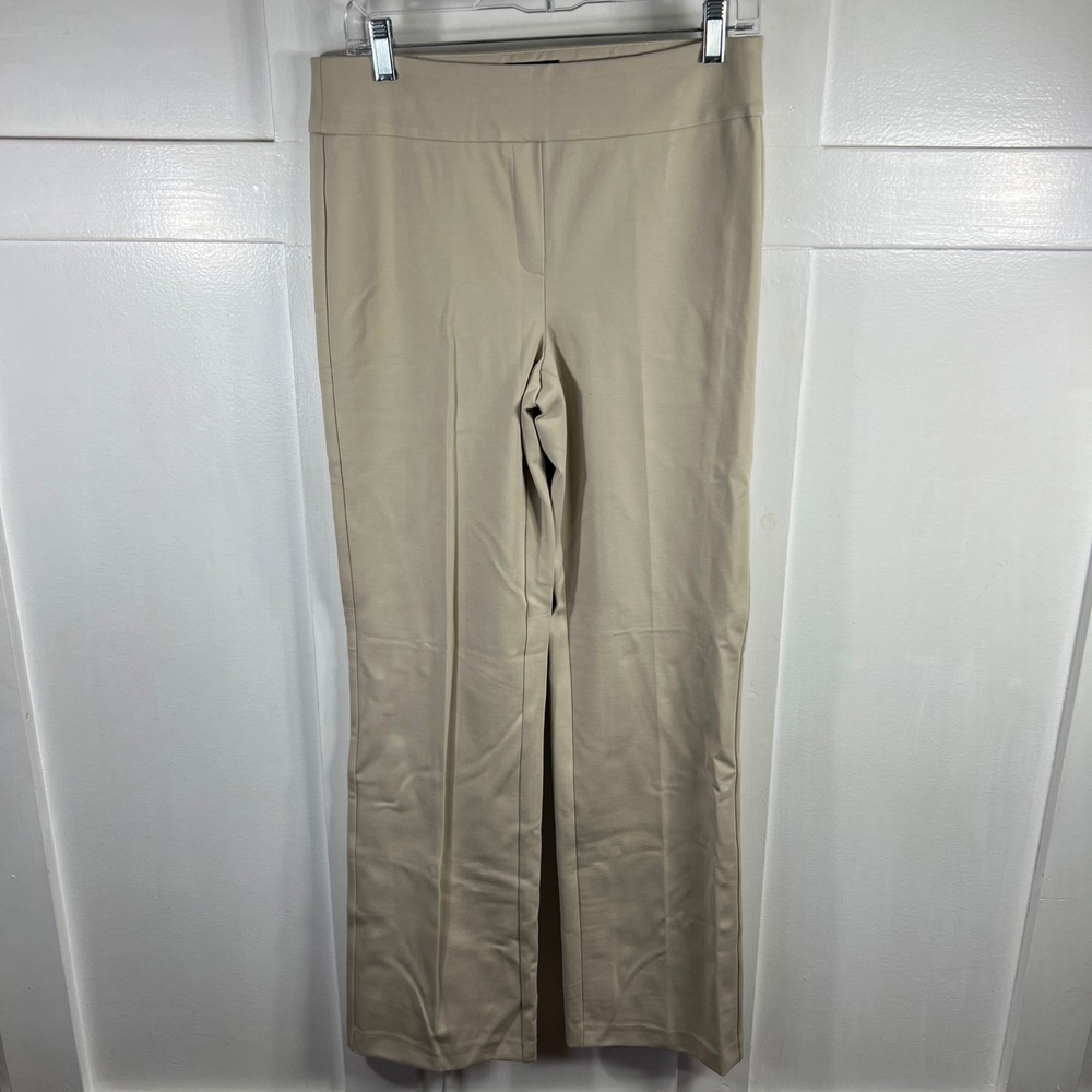 Jones New York Womens Beige Ponte Knit Straight Leg Pull On Dress Pants Size M